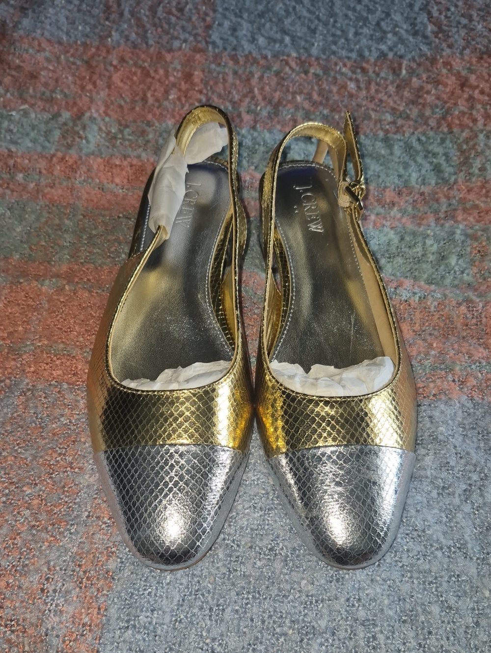 J. Crew Millie NWT Metallic Gold & Silver Women's Slingback